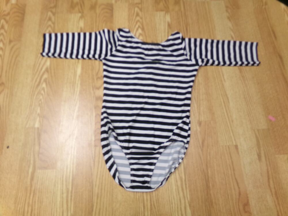 Dance Leotard Medium Adult Black & White Striped Long Sleeve Ballet
